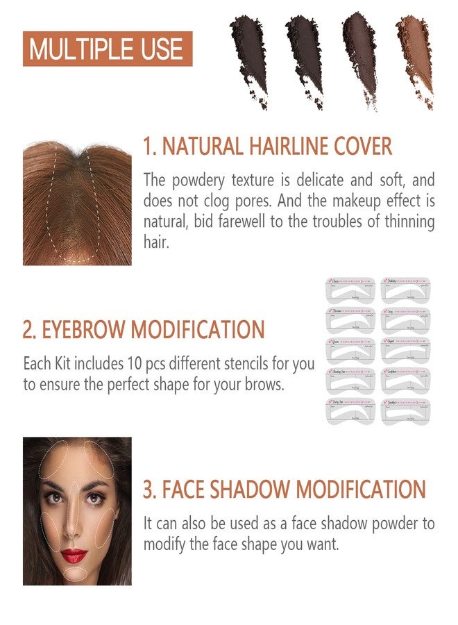 LOKFAR Eyebrow Stamp Stencil Kit, Waterproof Eye Brow Stamp Shaping Kit, Eye Brow Definer & Filling Powder - with 10 Eyebrow Stencils, 2 Brushes for Women (Black) - Image 5